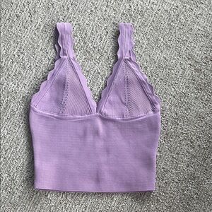 Zara Purple Scalloped Knit Top